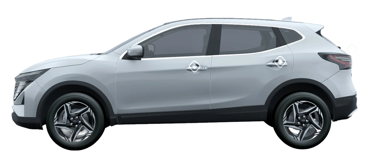 Белый Nissan Qashqai, вид сбоку